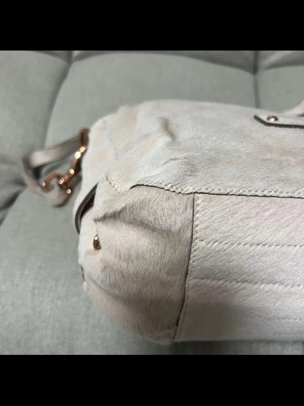 Mulberry Cream Top-Handle Satchel with Rose Gold Hardware